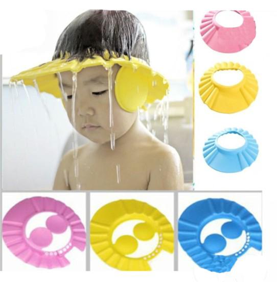 3 colors new adjustable baby kids shampoo bath bathing shower cap hat with ear wash hair shield