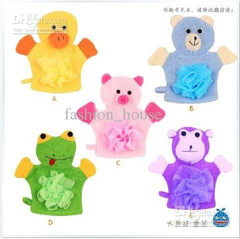 Gloves bath rub child five colors Cartoon style With bath flower toddler ,20pcs/lot,fashion_house