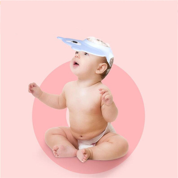 Bathing Cap Baby Shower Cap Ear Protectors Cartoon Shape Adjustable Children Silicone Hair Shampoo Shower Products