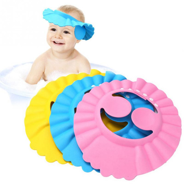 1PCS Soft Adjustable Baby Shower Cap Protect Children Kid Shampoo Bath Wash Hair Shield Hat Waterproof Prevent Water Into Ear free shi