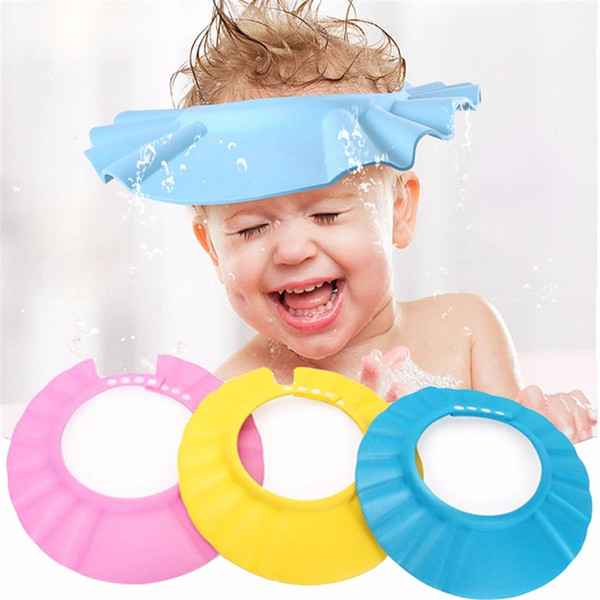 New Shampoo Baby Kids Children Care Cap Baby Bath Protect Cap Adjustable Shower Hat 3 colors for Shade Haircut shower