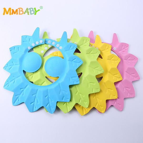 MMBABY Adjustable Soft Baby Maple Leaf Shampoo Bath Shower Cap Shampooing For Kids Head To Baby Shower Hat Child Bathing Cap