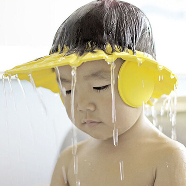 Children Safty EVA Resin Shampoo Cap Random Color Cute Ear Waterproof Washing Hats