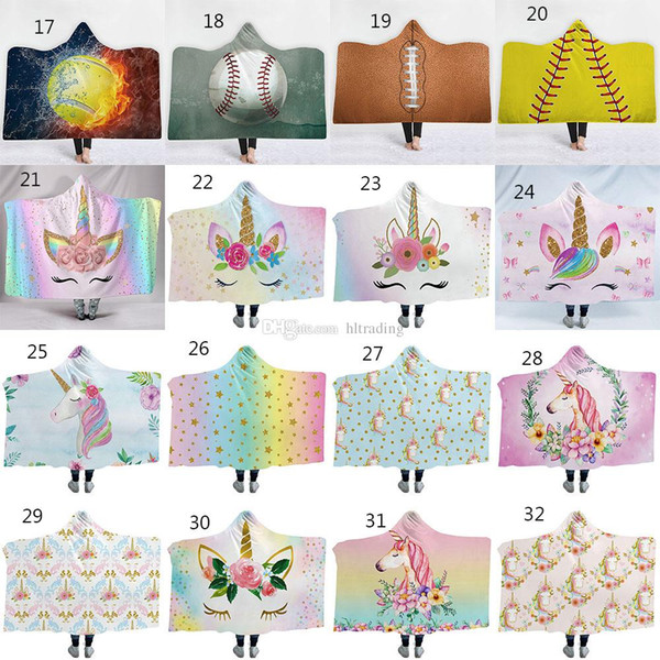 Baseball Football unicorn Sherpa Towel Cloak Blanket cartoon Hooded Cape Soccer Bathing Towel Swadding Blankets 200*150CM C5683-1
