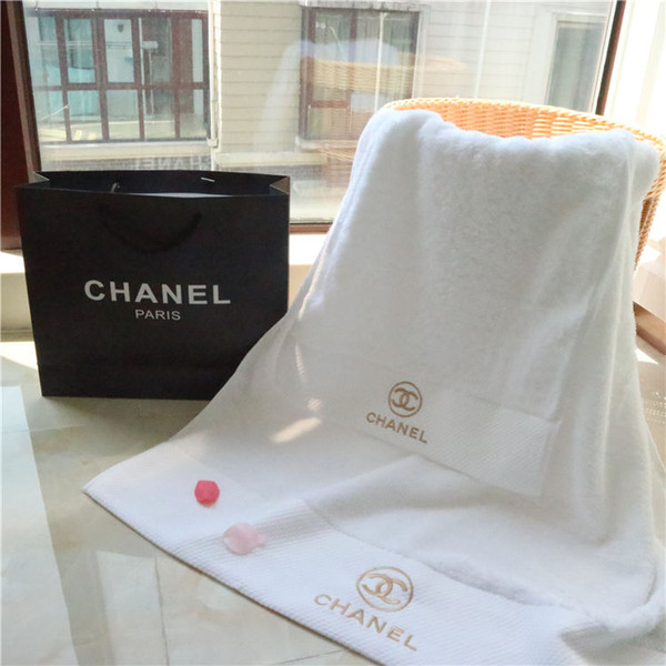 2019 New arrivel Two pcs sets of embroidered towel children clothing adult fashion comfort plush cotton towel two-piece simple white towel