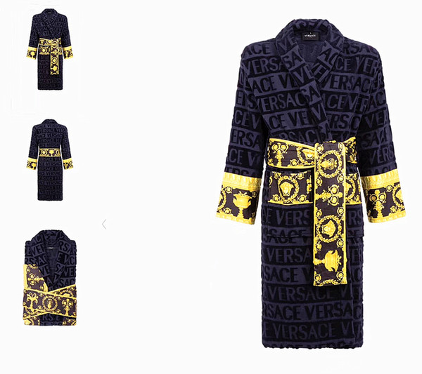 Luxury Baroque Jacquard Bathrobes Medusa Designer Print Robes 100% Cotton Matching Same Design Bath Towels Sets Royal Home Decors