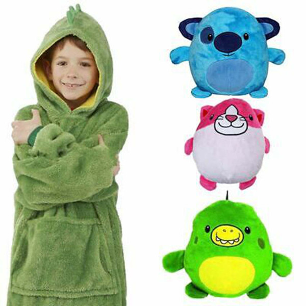 Dinosaur Hooded Sweatshirt Warm Winter Hooded Coats Bathrobe Fleece Pullover For Children For Christmas Gift ZZA1475-1