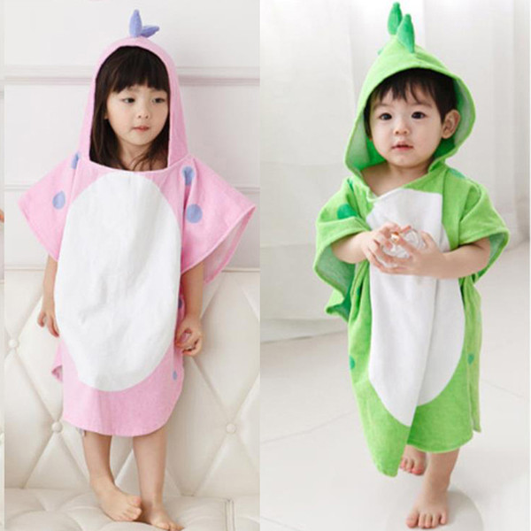 2019 Baby Towels Hooded Boy Girl Cartoon Dinosaur Ponchos Hooded Children's Bath Towel Beach Towel Infant Bathrobe Accessories