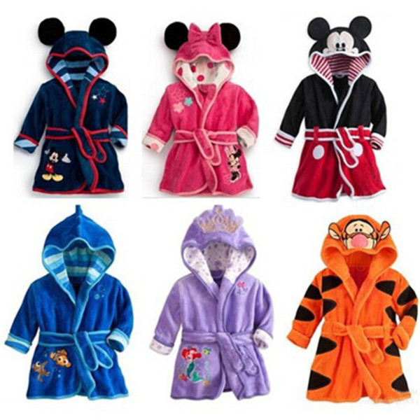 Children bathrobe cartoon baby Night gown boys robes belt bath children sleeping wear clothing kids baby clothes 6 color