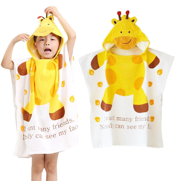 Children's Bathrobe Cotton Children Bath Towel Cloak With Cap Baby Swimming Bath Quick-Drying Wearable Beach Bathrobe In Stock
