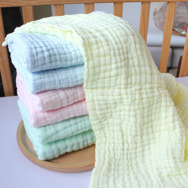 Pure Color Baby Washing Gauze Bath Towel Autumn Newborn Quilt, Baby Shower Towel, Super Soft Care Bath Products 6 Layer 85 X85cm