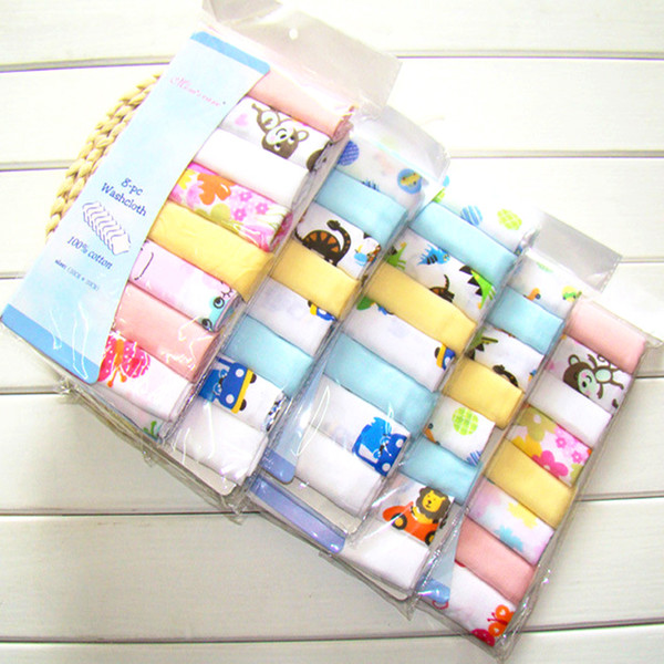 Children double layer cotton gauze printing handkerchief scarf baby handkerchief feeding napkin 8 pieces yarn cloth towel