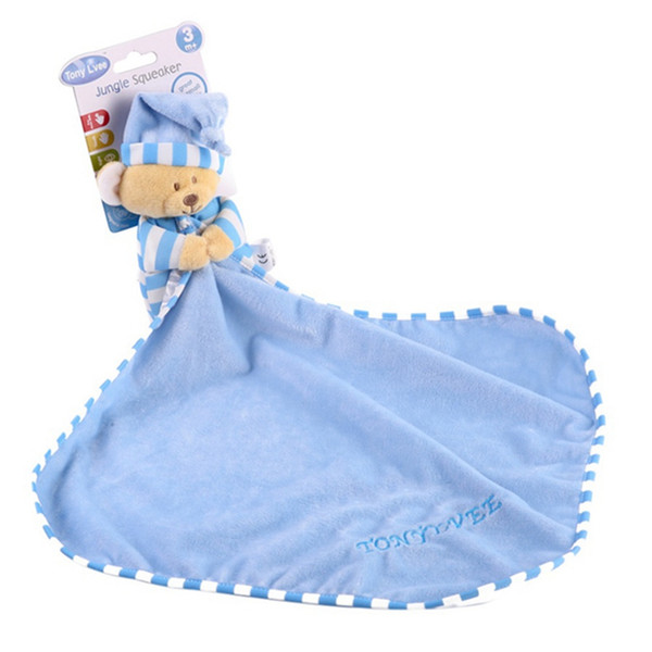 Comfort Baby Toy Cute Cartoon Animal Mouse bear Soft Plush Rattle with Ring Bell Multifunctional Saliva Towel Baby Care