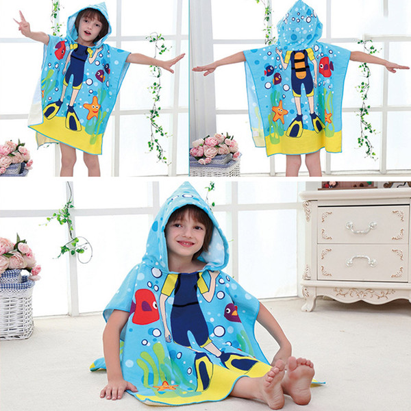 Wholesale- Baby Bath Towel Children Hooded Towel bath baby Kids Boys Girls Cartoon Swimming Towel toalha baby de banho infantil