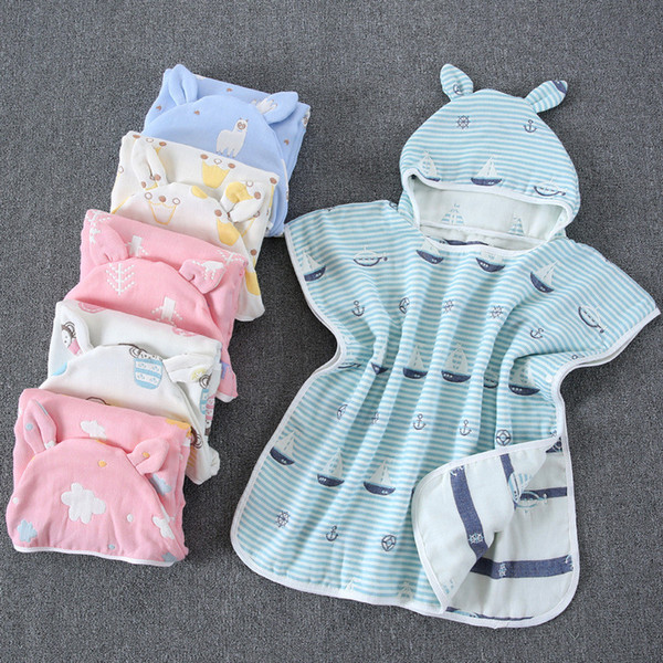 6 layers of cotton gauze cloak with a cap can be worn six children towel shawls bathrobes baby supplies 22 color DHL free shipping