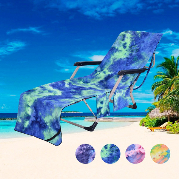 Beach Chair Cover Hot Lounger Mate Beach Towel Single Layer Tie-dye Sunbath Lounger Bed Holiday Garden Beach Chair Cover CCA11689-B 10pcs
