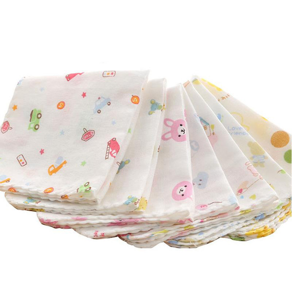 5Pcs/Lot Baby Towel Cotton Gauze Cartoon Bath Towel Kids Newborn Baby Wash Cloth Face Hand Bathing Square Towels Feeding Bibs