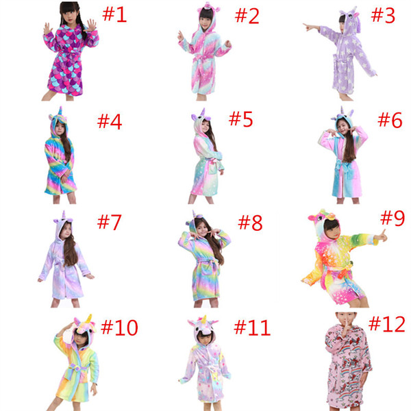 Unicorn Nightgowns Baby Girls Bathrobe Flannel kids Hooded High Quality One-piece Pajamas Children Night Wear Clothes Home Cosplay Pajamas
