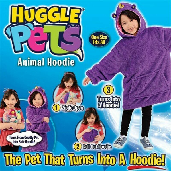 Huggle Pets Hoodie Dinosaur Hooded Sweatshirt Warm Winter Hooded Coats Bathrobe Fleece Pullover For Children For Christmas Gift MMA2775-B4