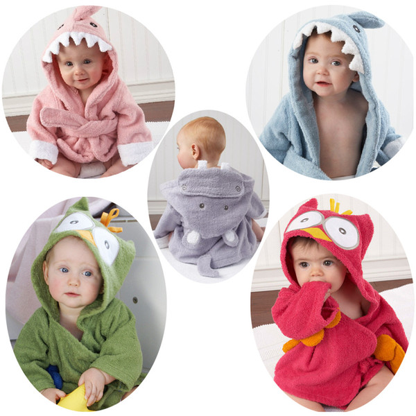 2020 new 23 styles cute animal bathrobe Flannel Kids shark fox mouse owl model Robes cartoon Nightgown Children Towels Hooded bathrobes C167