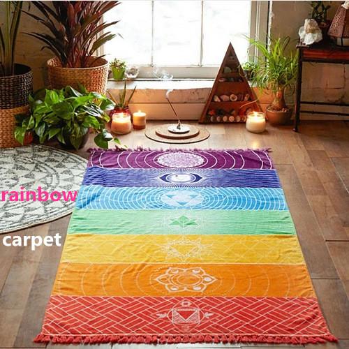 Beautiful Rainbow Beach Towel 150*70cm 2018 Summer new cotton Swimming Bathrobe corlorful scarf Shawl Yoga Mat Blanket polyester H070