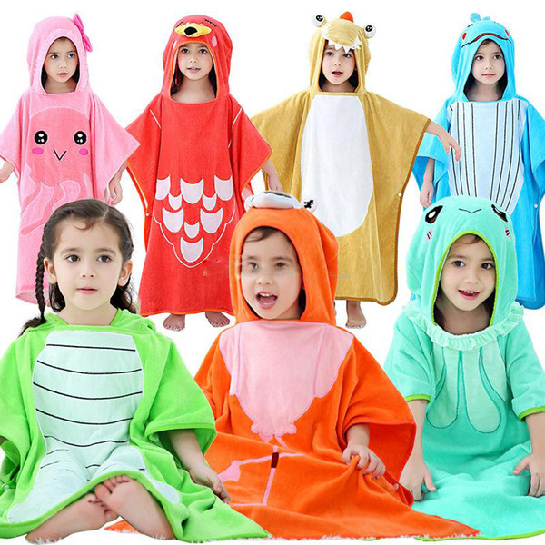 7 styles crocodile Whale jellyfish bathrobe Kids Robes cartoon animal Nightgown Children Beach towel cloak Hooded bathrobes