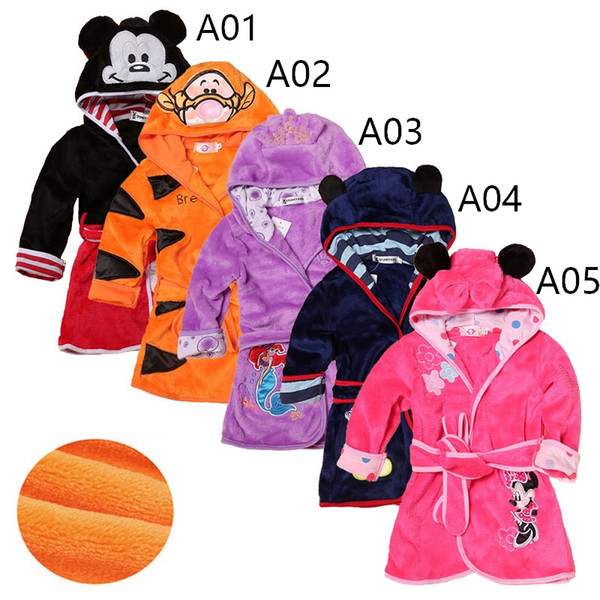 2019 Cartoon Kids Robes Flannel Child Boys Girls Robes Lovely Animal Hooded Bath Robes Long Sleeve Baby Boy Bathrobe Child Clothing