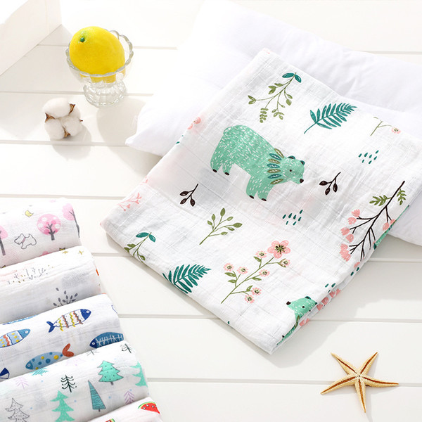 Breathable Swaddle Blankets Muslin Bamboo Cotton Baby Girl Boy Super Soft Large blankets queen size