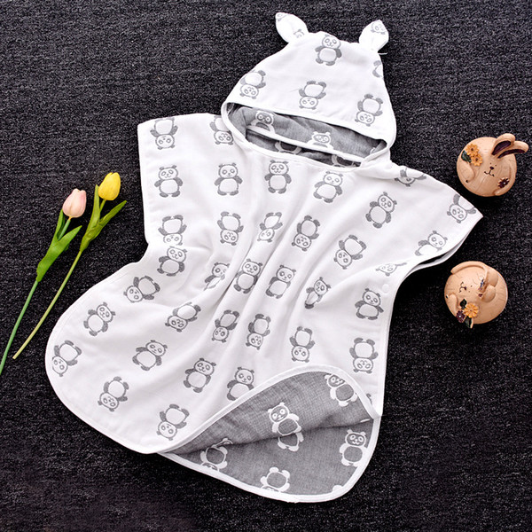 Wholesale Six Layers of Gauze Cotton Childrens Bath Towel Baby Products Cotton Hooded Baby Cloak Bathrobe