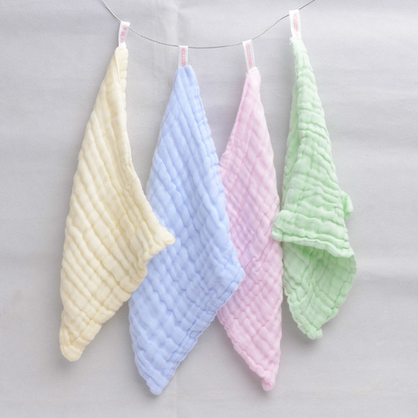 Baby Bath Towels Cotton Gauze Solid Soft New Born Baby Towels Face Body Care Ultra Strong Water Absorption 30*30cm