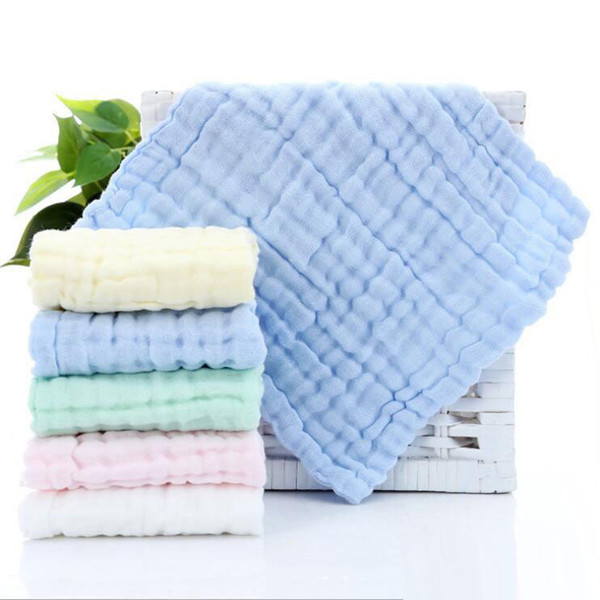Baby Muslin Towel Newborn Gauze Handkerchief Muslin Cotton Towels Square Towel Infant Face Towels Solid Wipe Cloth Wrap Toddler Bibs