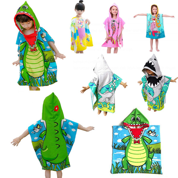 Kids cartoon Bathrobes Kids Bath Towels Hooded Poncho Mermaid towel Swim Pool Beach towel Cartoon Kids Cloak Mermaid Bath shower Robe