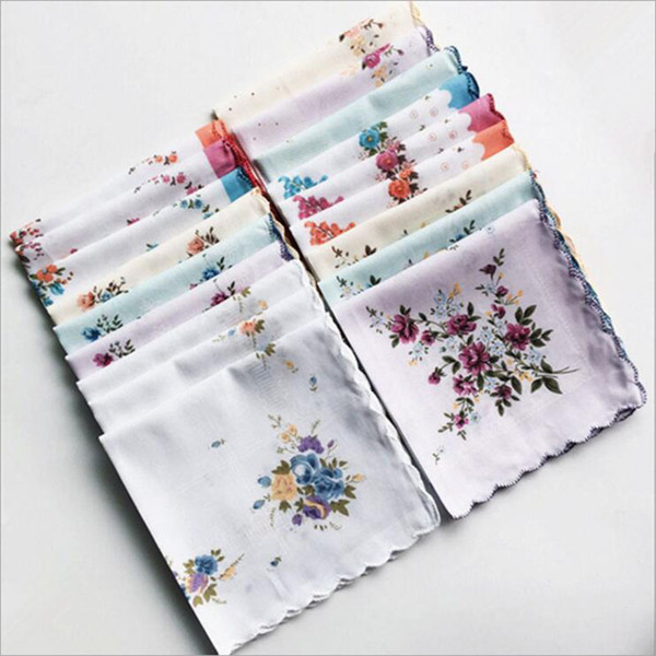 Cotton Handkerchief Cutter Ladies Handkerchief Craft Vintage Hanky Floral Wedding Party Handkerchief Support 30*30cm Random Color zy