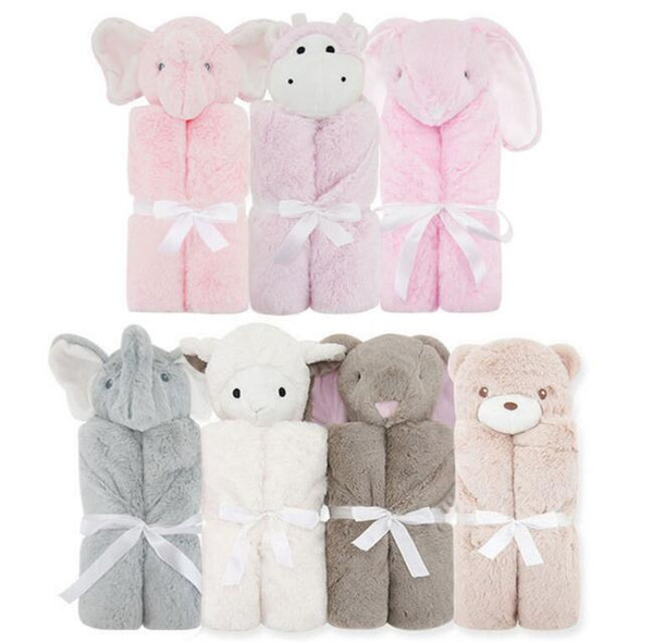 Ins 7-style Baby Infant Crystal Velvet Swaddles Wraps Blankets Nursery Bedding Newbor Elephant Rabbit Sheep Bear Design Swaddle 76x76cm/400g