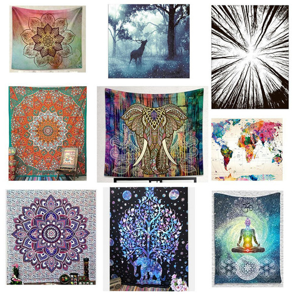 150*130cm Tapestries 2020 summer Bohemian Mandala Beach Towel blanket folk-custom Yoga Mat Elephant print Shawl Bath Towel 40 colors C4281