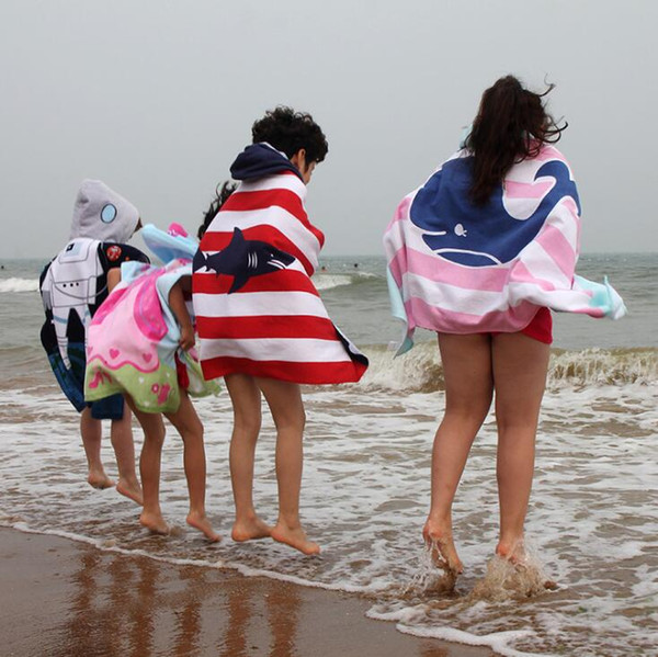 Children's Cartoon Bath Towels Lengthened Thick Hooded Cloak Beach Towel Absortbent Pool Swim Shower Bathrobe for Boy Girl Kids 126x76cm