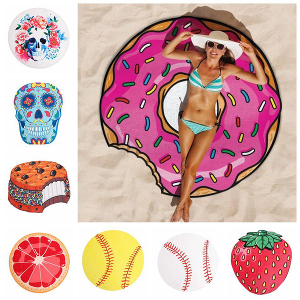 Fruit Flamingo Beach Towel Hamburger Ice Cream Softball Shower Towel Bath Sunscreen Printing Shawl Scarf 150*150cm LJJO4381