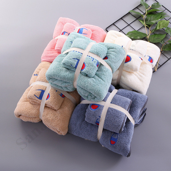2 Piece/LOT Embroidery Champion Letter Towels Bath Towel Beach Towel Bathroom Accesseries Face Towels Beach Blanket Christmas Gifts C112601
