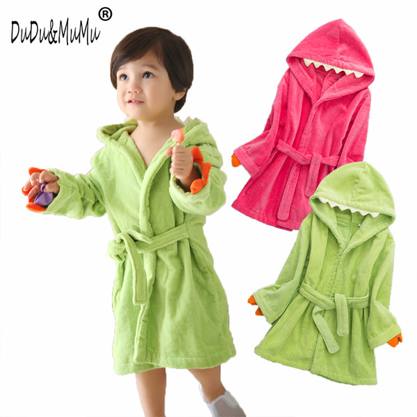 Children's Cathrobe Cotton Animal Dinosaur Cartoon Design Boys Girls Hooded Pure Cloak Children Towel 100% Cotton High Quality
