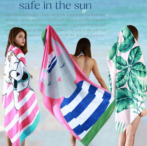 Cute Cartoon Beach Towel 160*80cm Animal Printed Adults Swimming Bath Towel Travel Quick Drying Bathroom Towels 7 Styles OOA4558