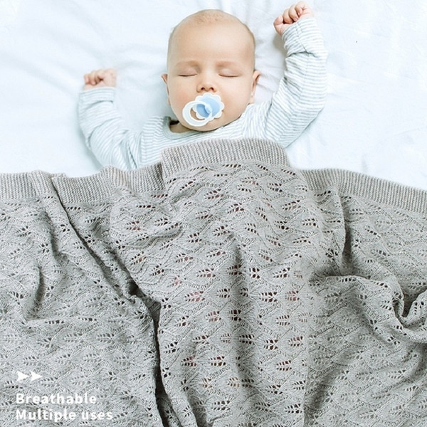 Baby Blanket Knitted Cotton Summer Stuff For Newborns Swaddle Stroller Blanket Clothes Cobertor Infantil Wrap Monthly Kids QuiltMX190910