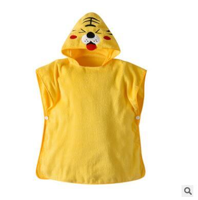 Summer Beach Towel Cartoon Tiger Towel Robes Boys Summer Cotton Bathrobes Animal Hooded Bath Robes Baby Girls Bathrobe Beachwear 70*70cm