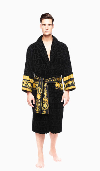 Luxury Printing Logo Baroque Jacquard Bathrobes Medusa Designer Night Robes 100% Cotton Matching Same Design Bath Towels Set Home Collection