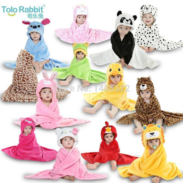 13 Designs Infants Baby Boys Girls Hooded Animal modeling Cloak Children Cartoon Bathrobe Towel Kid's Coral Velvet Bath Towels