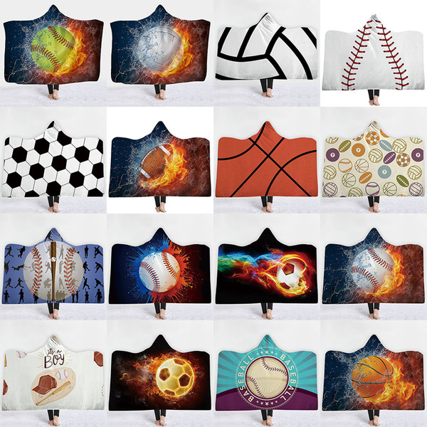 Baseball Football unicorn Sherpa Towel Cloak Blanket cartoon Hooded Cape Soccer Bathing Towel Swadding Blankets 200*150/130*150cm C5683
