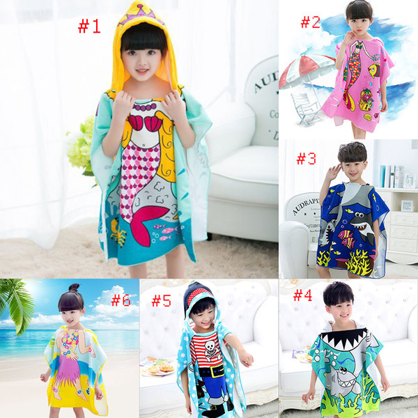 8 styles Mermaid bathrobe Kids Robes cartoon animal shark Nightgown Children Towels Hooded bathrobes C2508