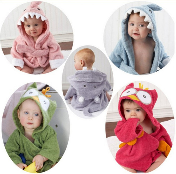 New cute animal bathrobe Flannel Kids shark fox mouse owl model Robes cartoon Nightgown Children Towels Hooded bathrobes