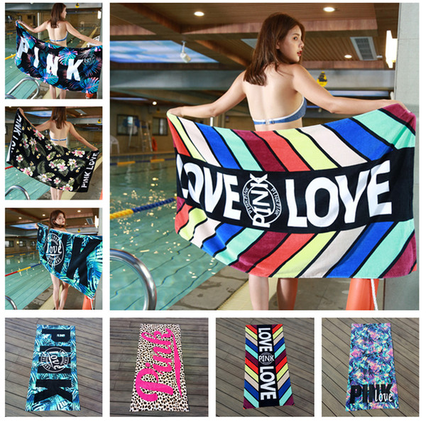 Pink Soft Cotton Beach Towel Travel Swimming Bath Towel Yoga Office Sofa Blanket Wall Tapestry Toalla Playa VS Love Pink Beach Towel LC877