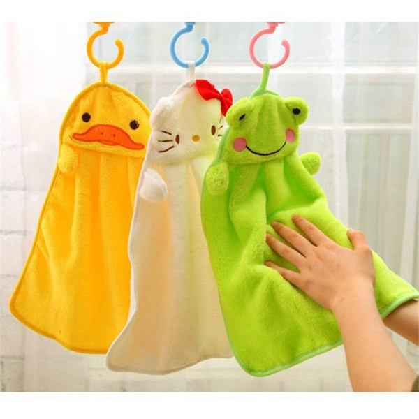 Cartoon Animal hand towel Nice Decoration for bathroom Wshing towel Washcloths super soft coral fleece kids towel wipe sweat hung towel