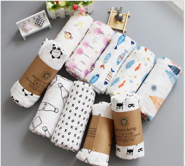 62 Designs Baby Muslin Blanket 100% Cotton Flamingo Panda Cactus Feather Deer Pineapple Swaddle Bedding Bathing Towel Stroller Nursing Cover
